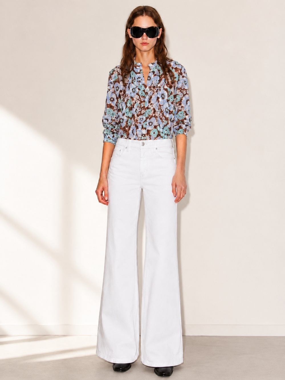 NWOT The Frankie Shop Wide Leg Jeans in Soft White Size XS / US 24-26